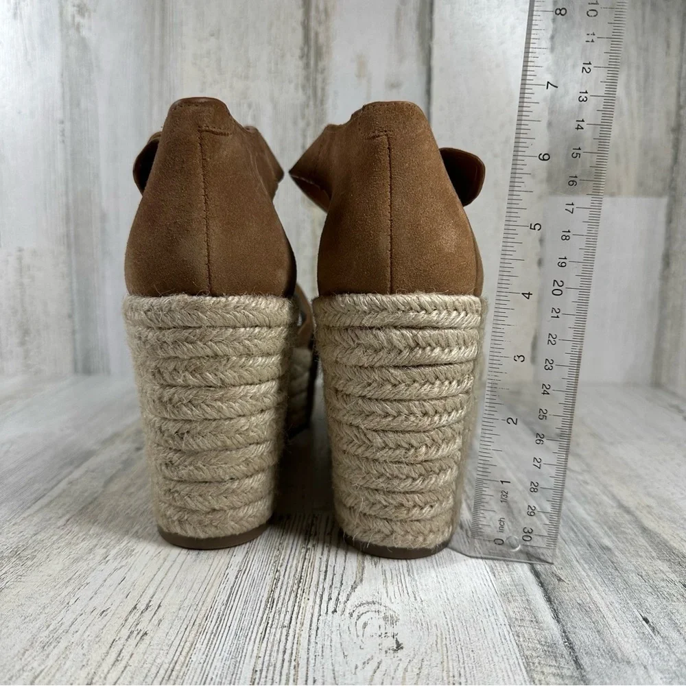 Marc Fisher Alita Platform Leather Suede Wedge Espadrille Sandal‎ Y2K Chunky